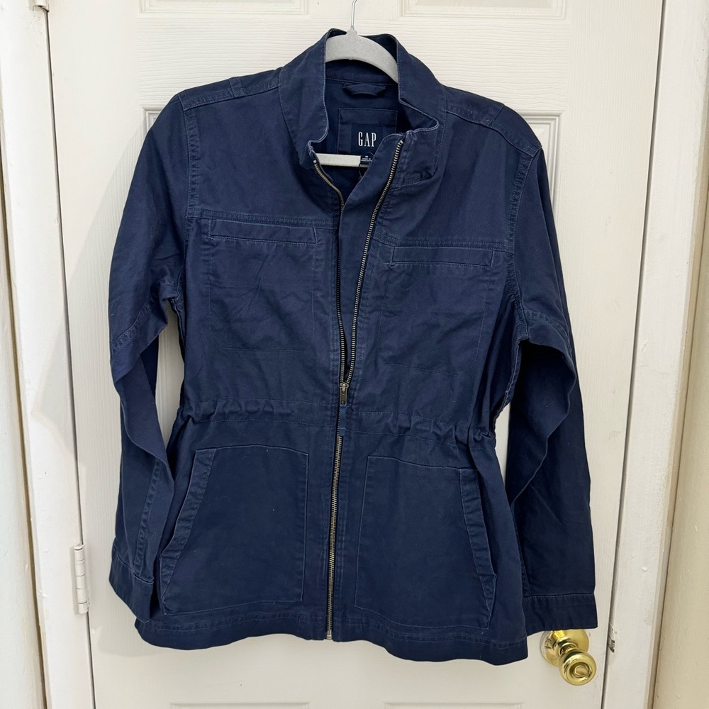 NWT Gap Navy Blue Field Jacket Size Medium Full Zip Fall Layering Cargo